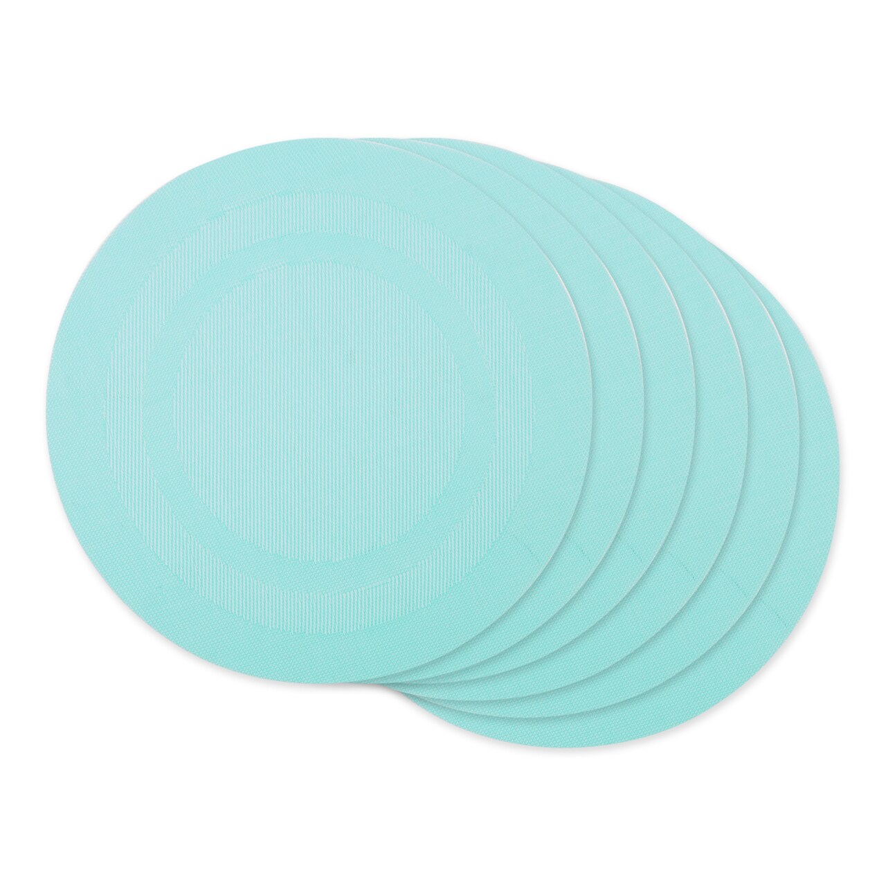 Contemporary Home Living Double Framed Round Placemats - 13.75" - Blue - Set of 6